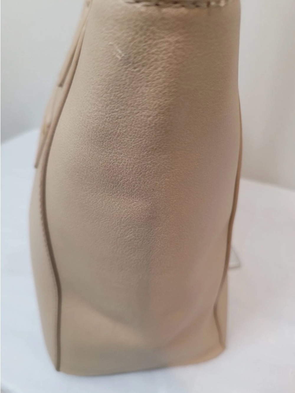 Grateful Taupe Tote Bag Faux Leather Front Zip Pocket Large - Picture 6 of 16
